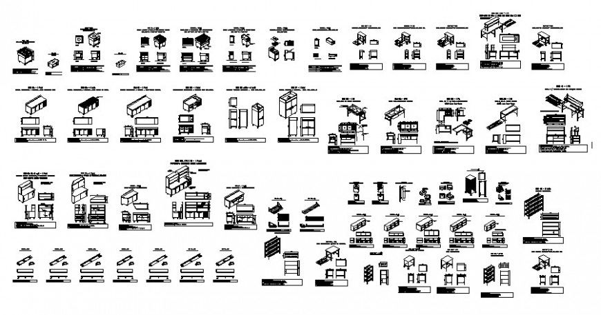 Various furniture household blocks 2d view autocad file