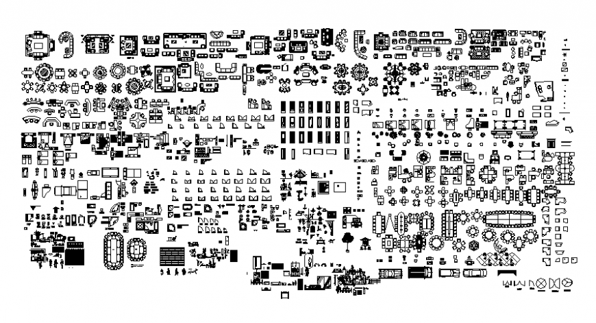 Various furniture library units 2d view autocad file