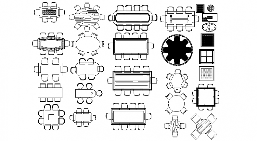Various furniture units of table desk and chair autocad software file