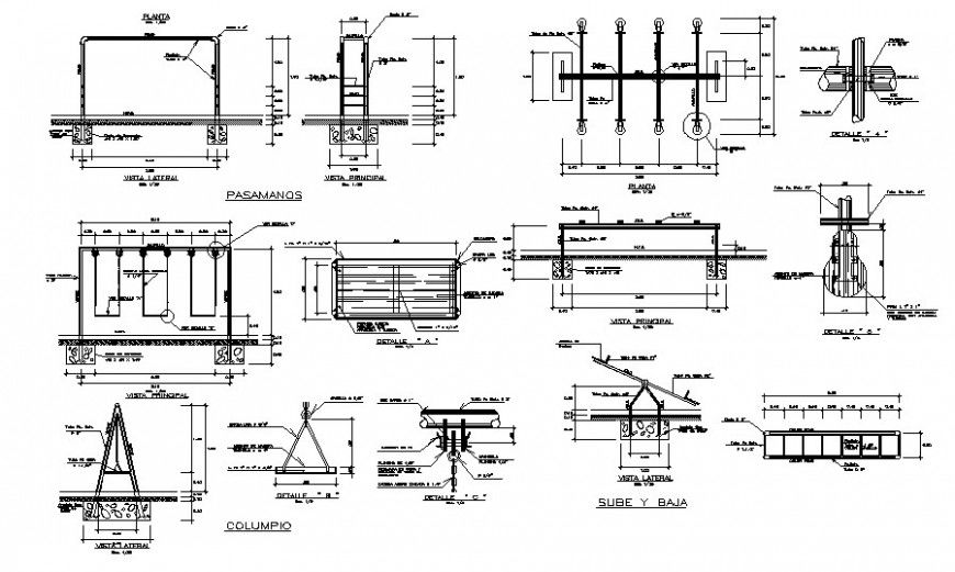 Various garden playing automation units drawings autocad file