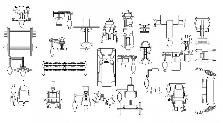 Various gyming blocks elevation drawing 2d view autocad fil
