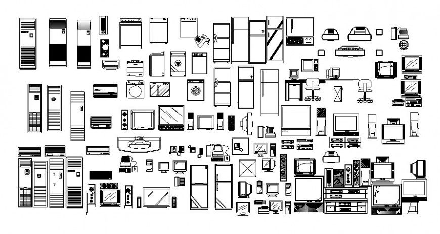 Various household furniture and automation blocks autocad file