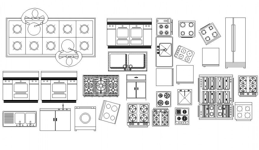 Various kitchen furniture units drawings details in autocad software file