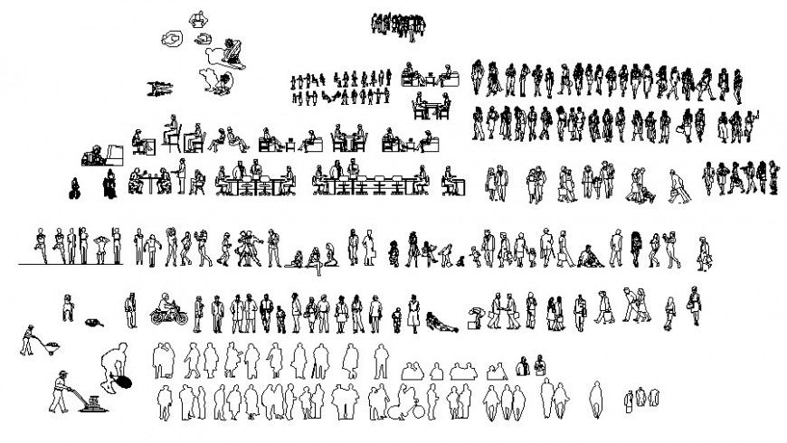 Various people blocks along with furniture details in autocad