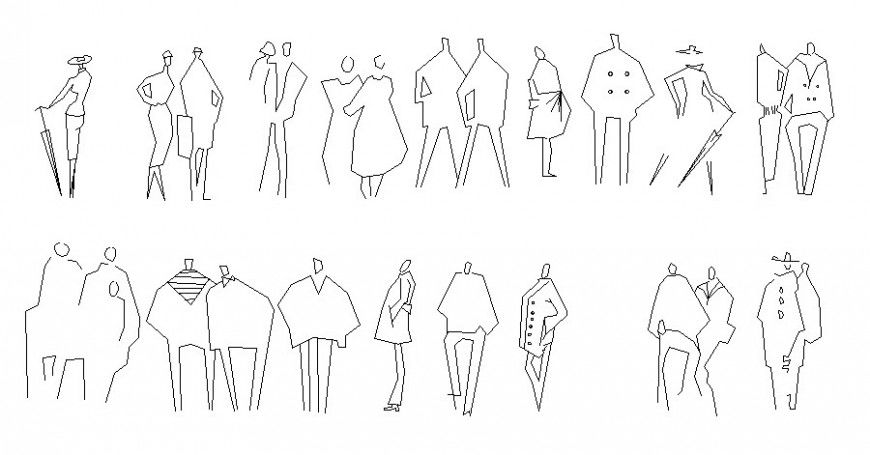 Various people blocks drawings details 2d view autocad file