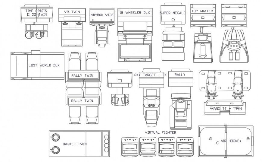 Various playing units automation blocks drawings details in Autocad file