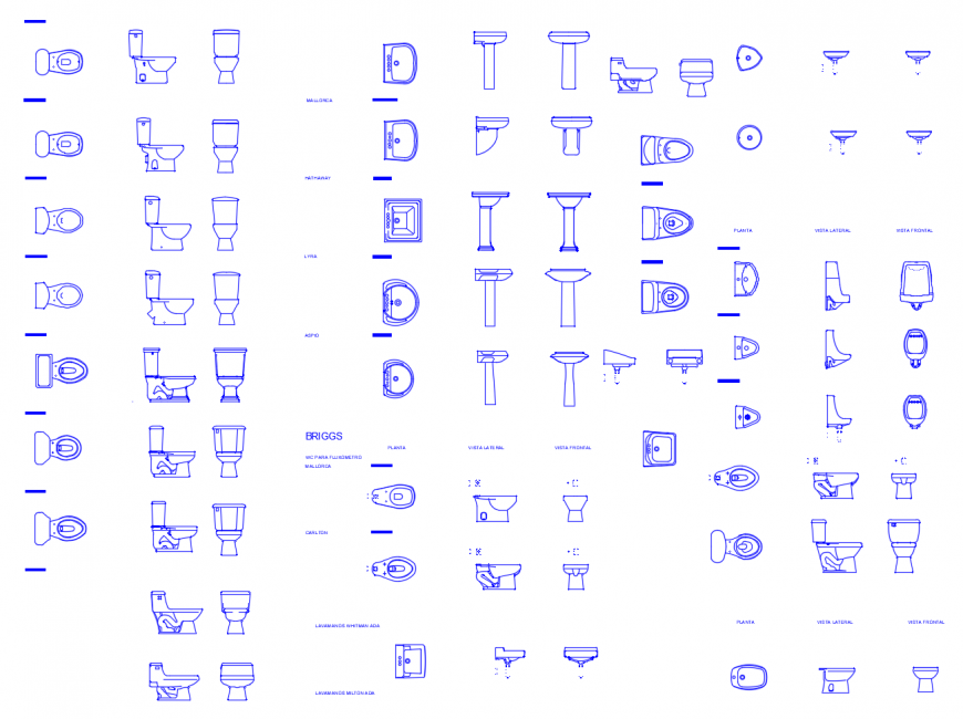 Various sanitary blocks 2d view elevation autocad file