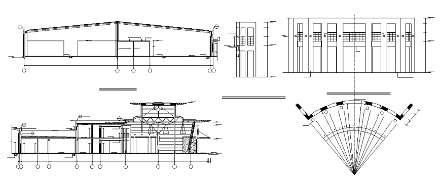 Various sectional detail with elevation of a building dwg file