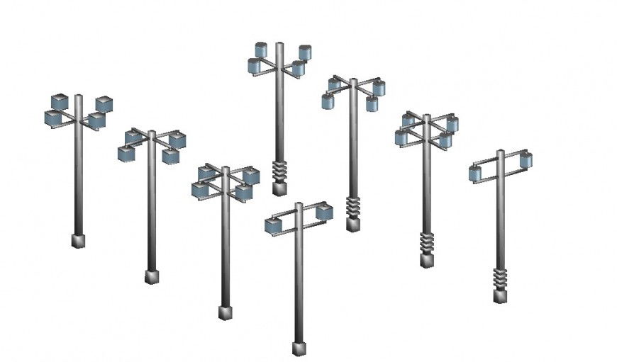 Various standing lamp detailing lights dwg file