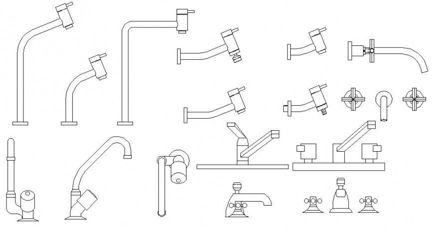 Various tap and faucets drawing in autocad