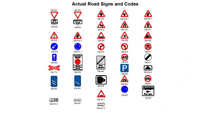 Various traffic signs and symbols 2d blocks dwg file