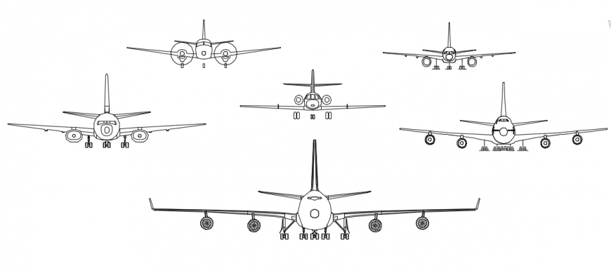 Various types of airplane front view model design