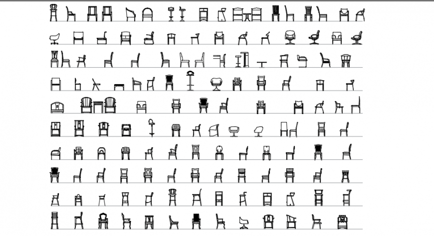 Various types of arm chair, sofa chair 2d model design dwg file