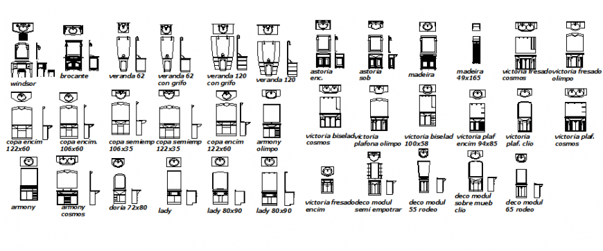 Various types of washbasin drawing in dwg file.