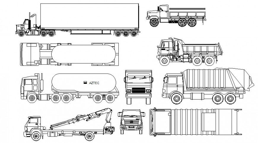Various vehicle drawing elevation 2d view in autocad