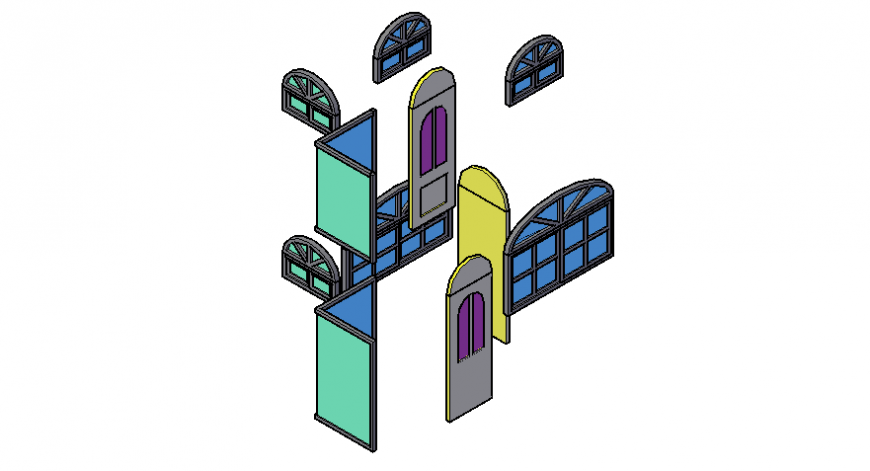 Various window and door frame design drawings 3d model dwg file