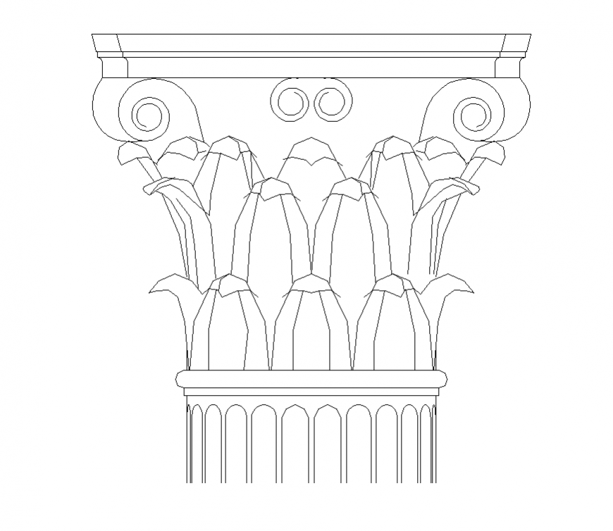 Vase detail elevation 2d view layout autocad file