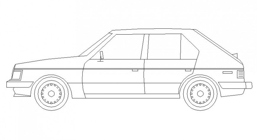Vehicle block of car front elevation in AutoCAD