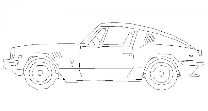 Vehicle block of car side elevation in AutoCAD file