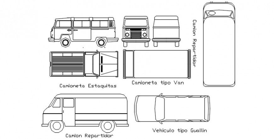 Vehicle blocks CAD drawings 2d view elevation autocad software file