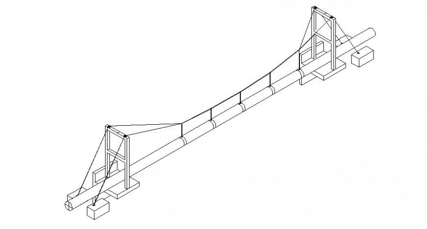 Vehicle bridge isometric elevation drawing details dwg file