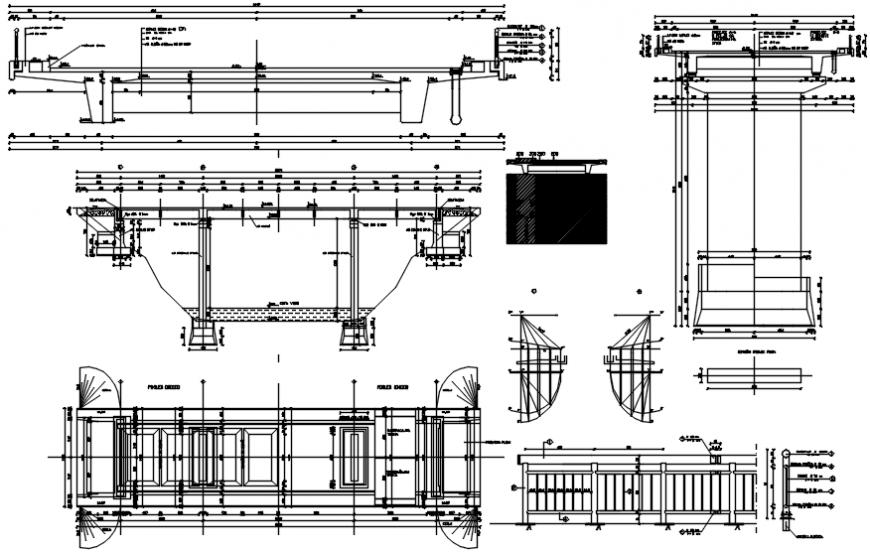 Vehicle bridge section and constructive structure details dwg file