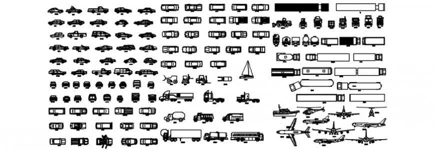 Vehicle different block plan and elevation in auto cad file
