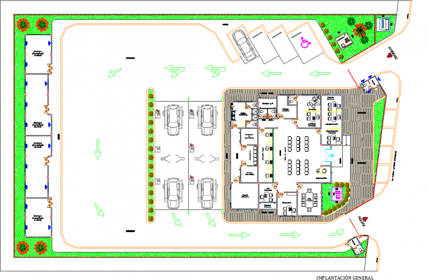 Vehicle inspection center office layout plan drawing in dwg AutoCAD file.
