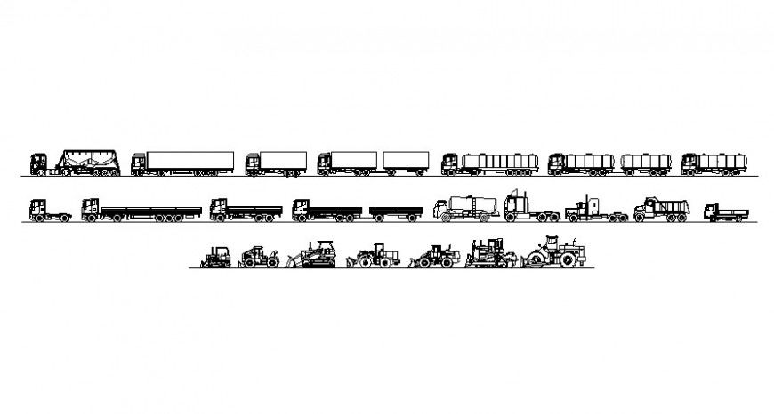 Vehicle many types block in AutoCAD