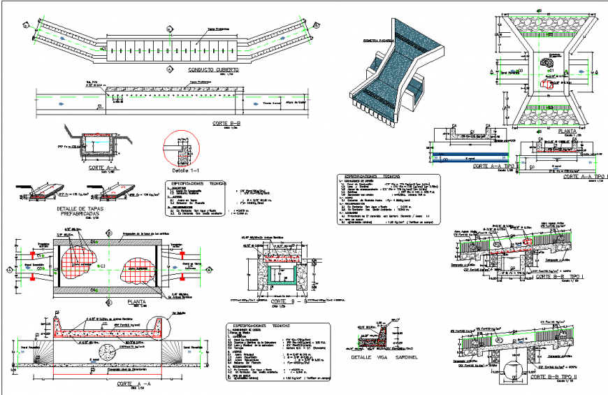 Vehicle passcanoe plan and section detail dwg file