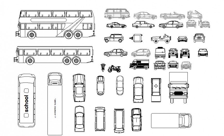 Vehicle units 2d elevation drawings details autocad software file