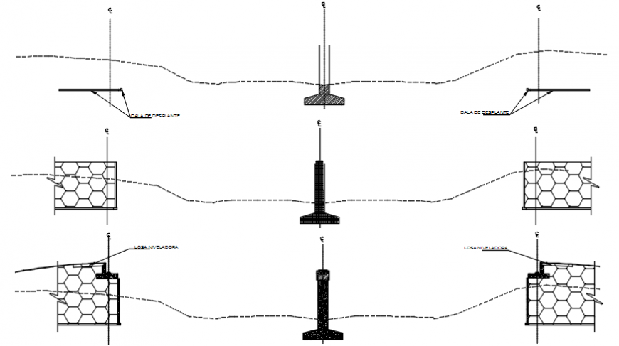 Vehicular bridge all sided section and construction details dwg file