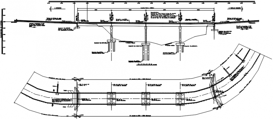 Vehicular bridge both sided constructive section cad drawing details dwg file