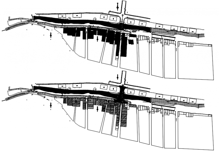 Vehicular bridge section, site plan and construction details dwg file