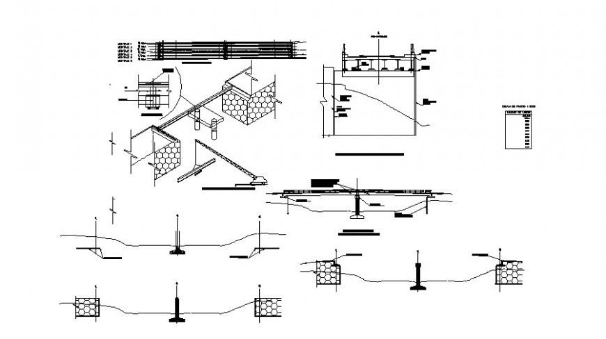 Vehicular bridge section and construction cad drawing details dwg file