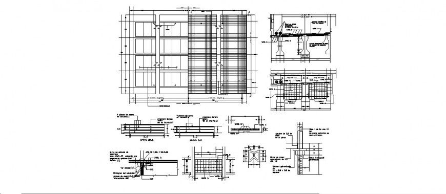 Vehicular highway bridge section and construction cad drawing details dwg file