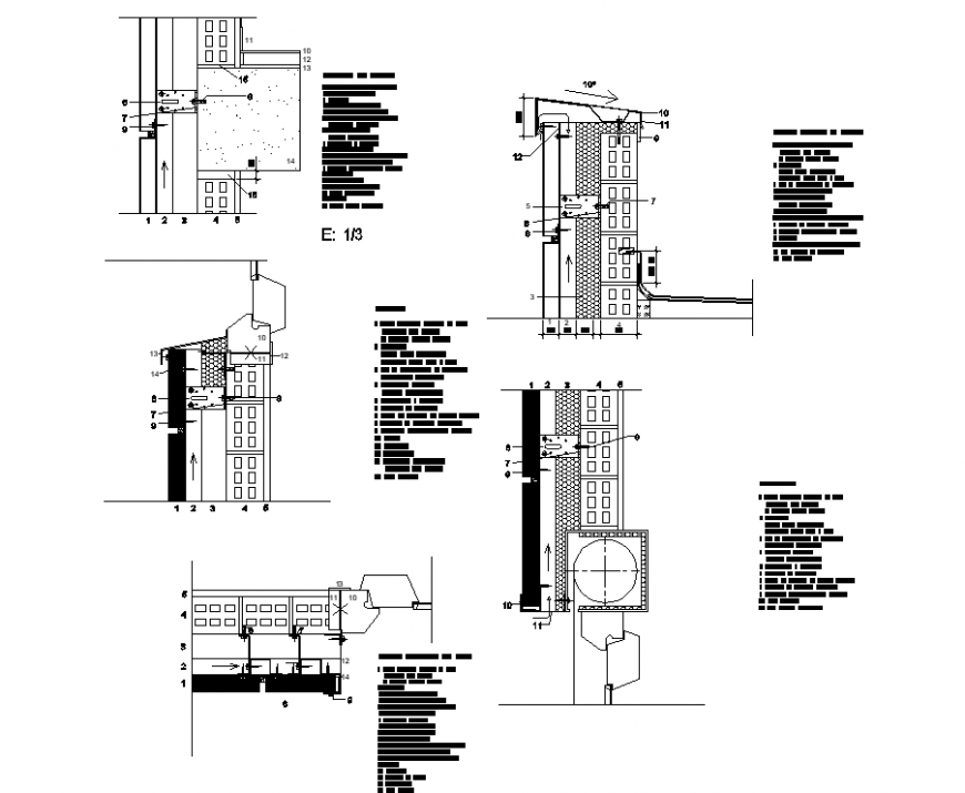 Ventilated façade cassette plan detail dwg file.