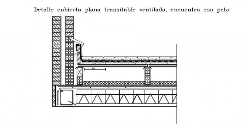 Ventilated flat roof structure bib junction cad drawing details dwg file