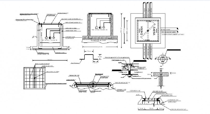 Ventilated window elevation, installation and carpentry details dwg file
