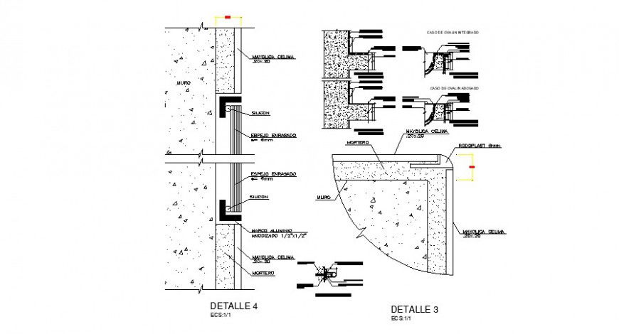 Ventilated window section and installation cad drawing details dwg file
