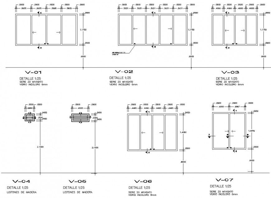 Ventilation and window units detail drawing in autocad