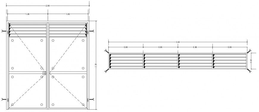 Ventilation drawings detail 2d view plan and elevation dwg file