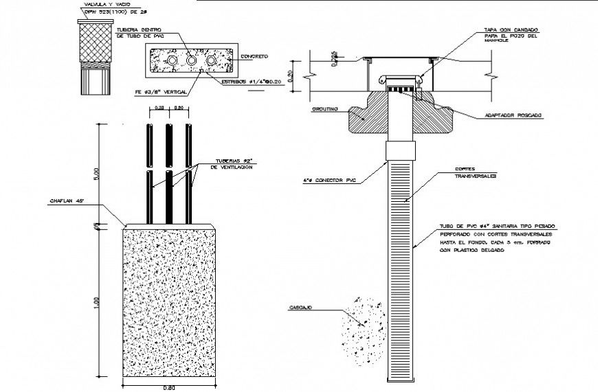 ventilation pipe pedestal cad drawing