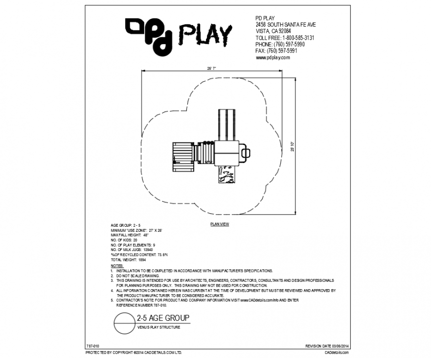 Venus play equipment structure for garden cad drawing dwg file