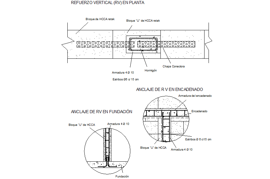 Vertical reinforcement in plant plan and section detail dwg file