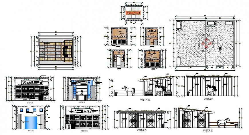 Veterinary clinic hospital elevation, section and cad drawing details dwg file