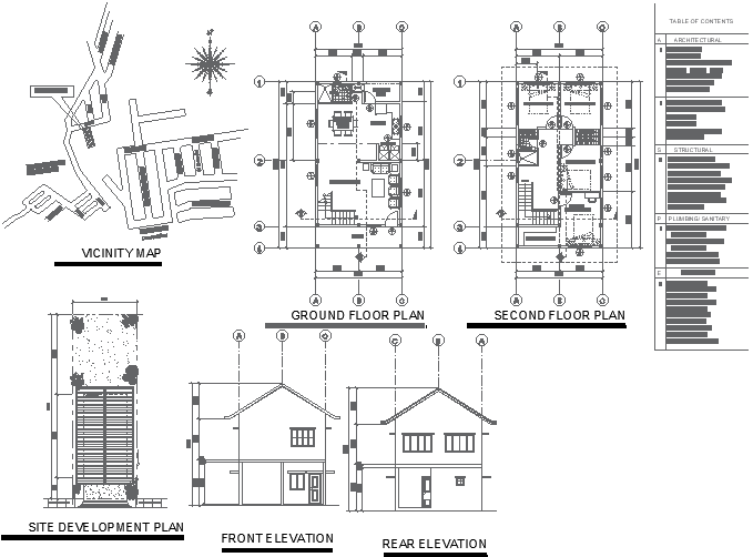 Vicinity Map with Site Development and Floor Plan in AutoCAD drawing