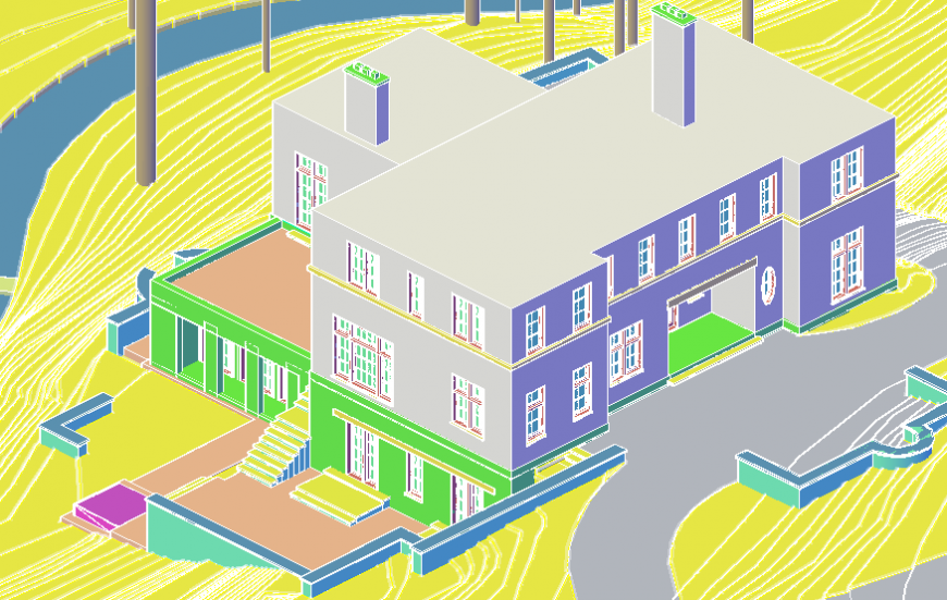 Vidal one family residential house 3d model drawing details dwg file