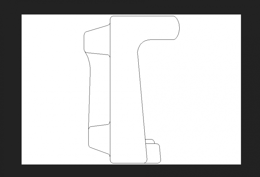 View of side elevation drawing of washbasin cabinet in dwg file.