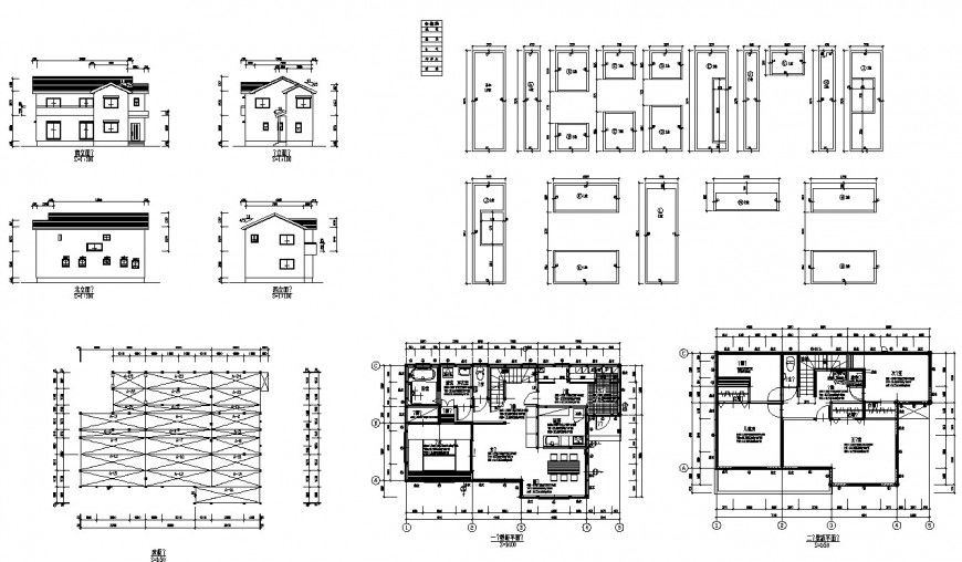 Villa Architectural Details CAD structure plan and elevation 2d view layout autocad file